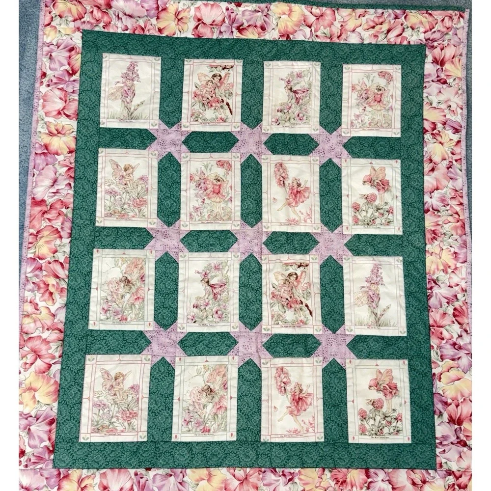 Finished Handcrafted Flower Fairies wall Hanging 32LX28W #8621